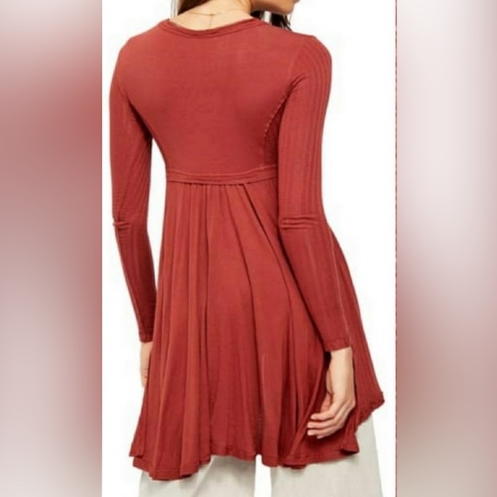 Free People Rust Red Long Sleeve Babydoll Tunic - Picture 5 of 11